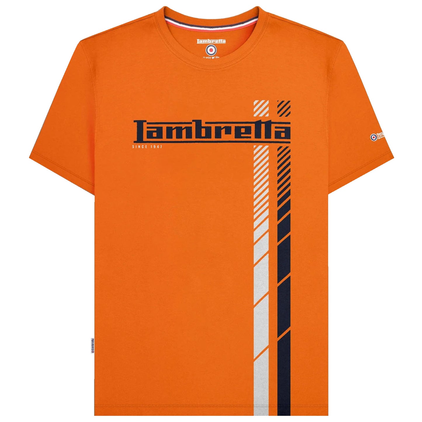 Lambretta Plus Size Fade Racing Stripe T-Shirt Orange