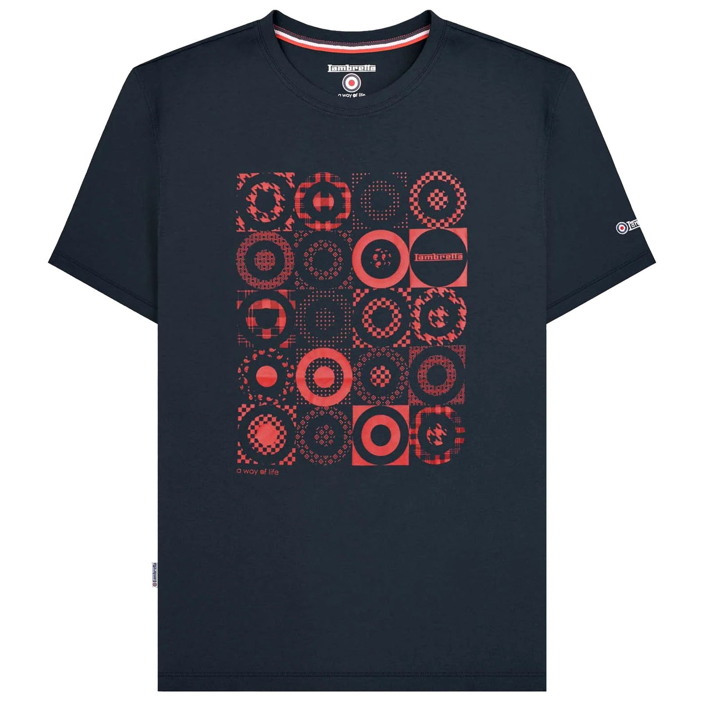 Lambretta Plus Size Target Pattern T-Shirt Navy
