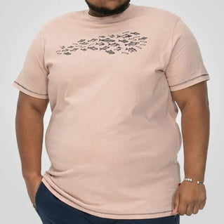 D555 Plus Size Bournemouth Shoal Of Fish T-Shirt Dusty Pink