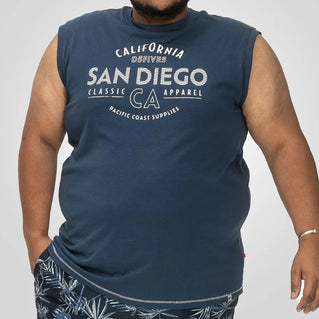 D555 Plus Size Havant San Diego Sleeveless T-Shirt French Navy