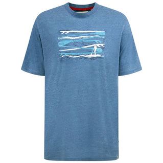 D555 Plus Size Cardiff Surfer And Waves T-Shirt Denim Marl