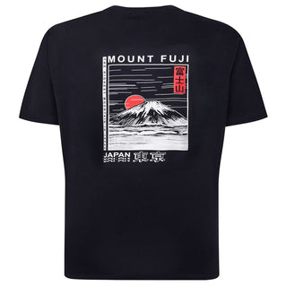 Espionage Plus Size Mount Fuji Back Print T-Shirt Navy