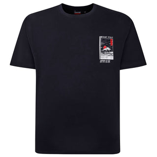 Espionage Plus Size Mount Fuji Back Print T-Shirt Navy