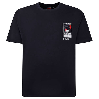 Espionage Plus Size Mount Fuji Back Print T-Shirt Navy