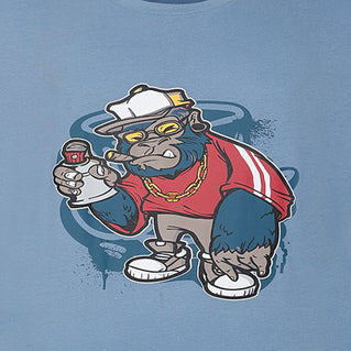 Espionage Plus Size Graffiti Bear T-Shirt Blue