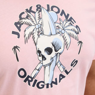 Jack & Jones Plus Size Skull Coast T-Shirt Tickled Pink