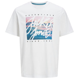 Jack & Jones Plus Size Colton Photo Print T-Shirt White