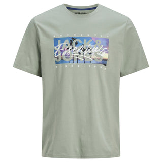 Jack & Jones Plus Size Colton Photo Print T-Shirt Iceberg Green