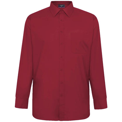 Espionage Plus Size Plain Collar Long Sleeve Shirt Wine
