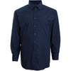 Espionage Plus Size Plain Collar Long Sleeve Shirt Navy