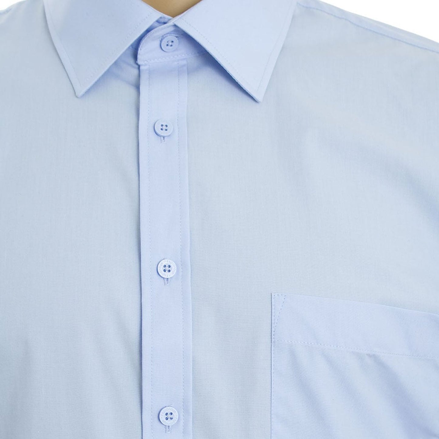 Espionage Plus Size Plain Collar Long Sleeve Shirt Blue
