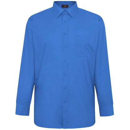 Espionage Plus Size Plain Collar Long Sleeve Shirt Cobalt