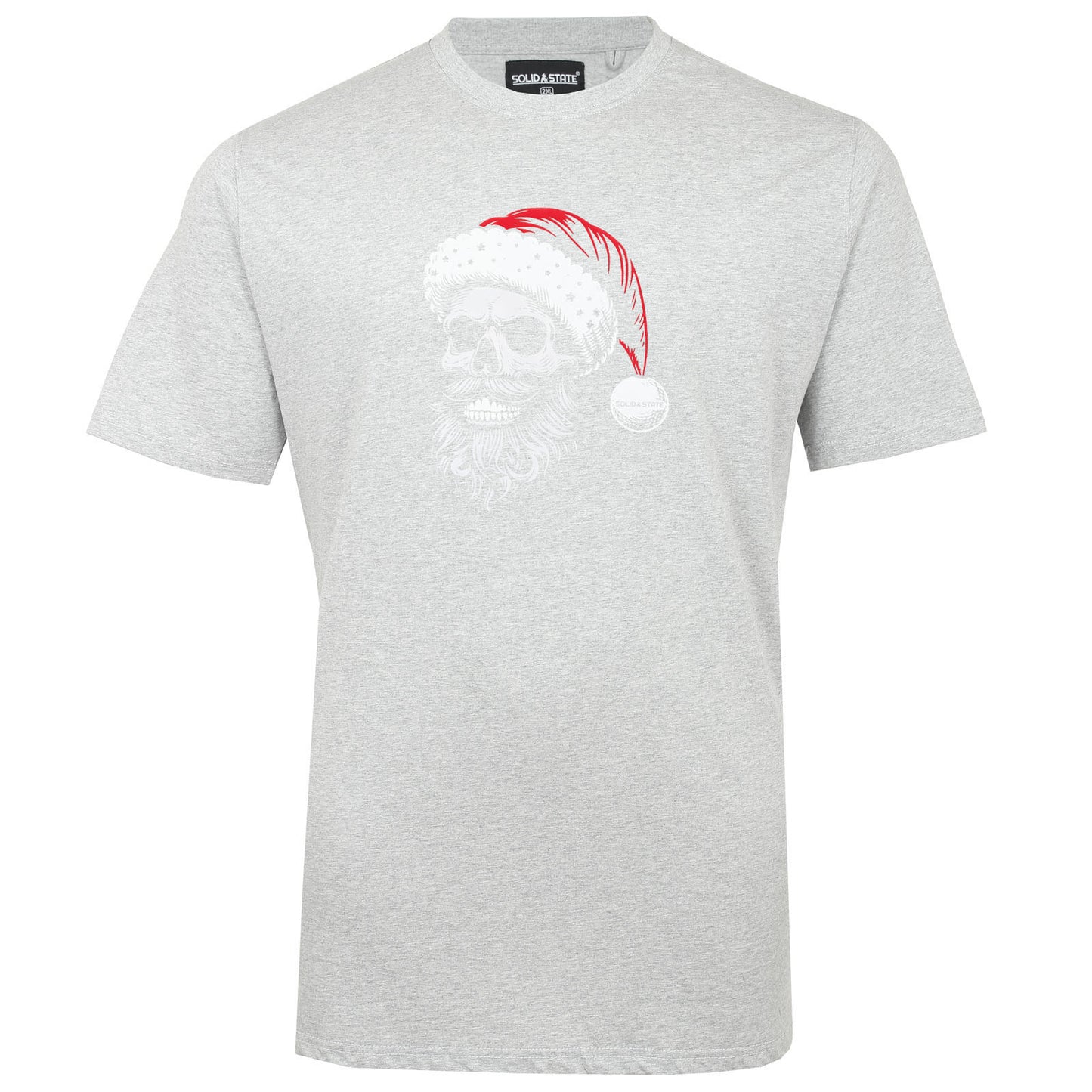 Solid State Plus Size Santa Skull T-Shirt Grey Marl