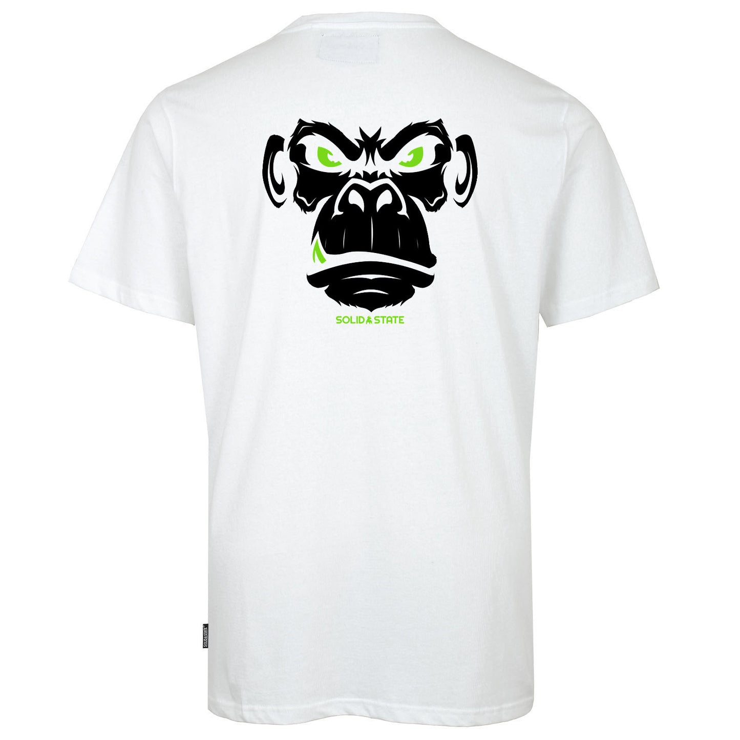 Solid State Plus Size Green Eye Monkey (Back Print) T-Shirt White