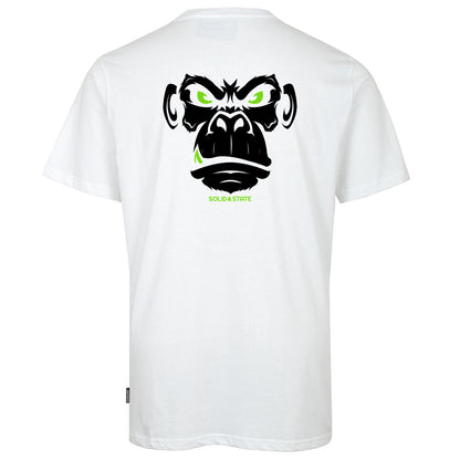 Solid State Plus Size Green Eye Monkey (Back Print) T-Shirt White