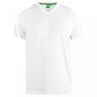 D555 Plus Size Combed Cotton V-Neck T-Shirt White