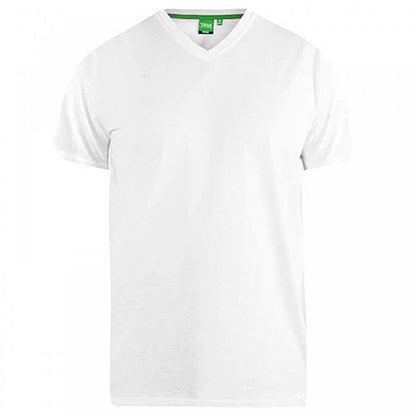 D555 Plus Size Combed Cotton V-Neck T-Shirt White