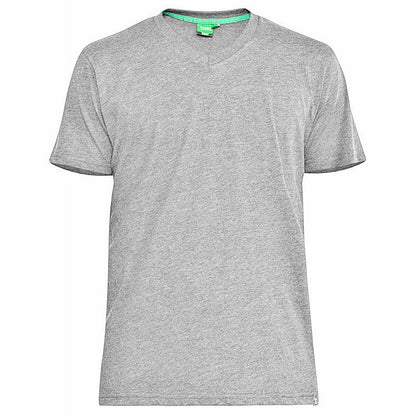 D555 Plus Size Combed Cotton V-Neck T-Shirt Grey Melange