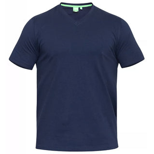 D555 Plus Size Combed Cotton V-Neck T-Shirt Navy