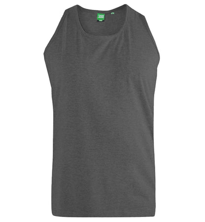 D555 Plus Size Fabio Plain Muscle Vest Charcoal