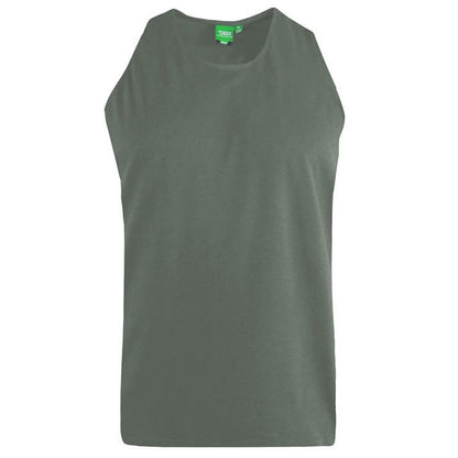 D555 Plus Size Fabio Plain Muscle Vest Khaki