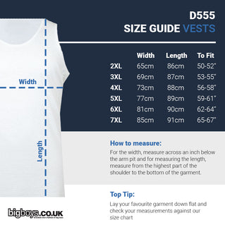 D555 Plus Size Fabio Plain Muscle Vest Navy