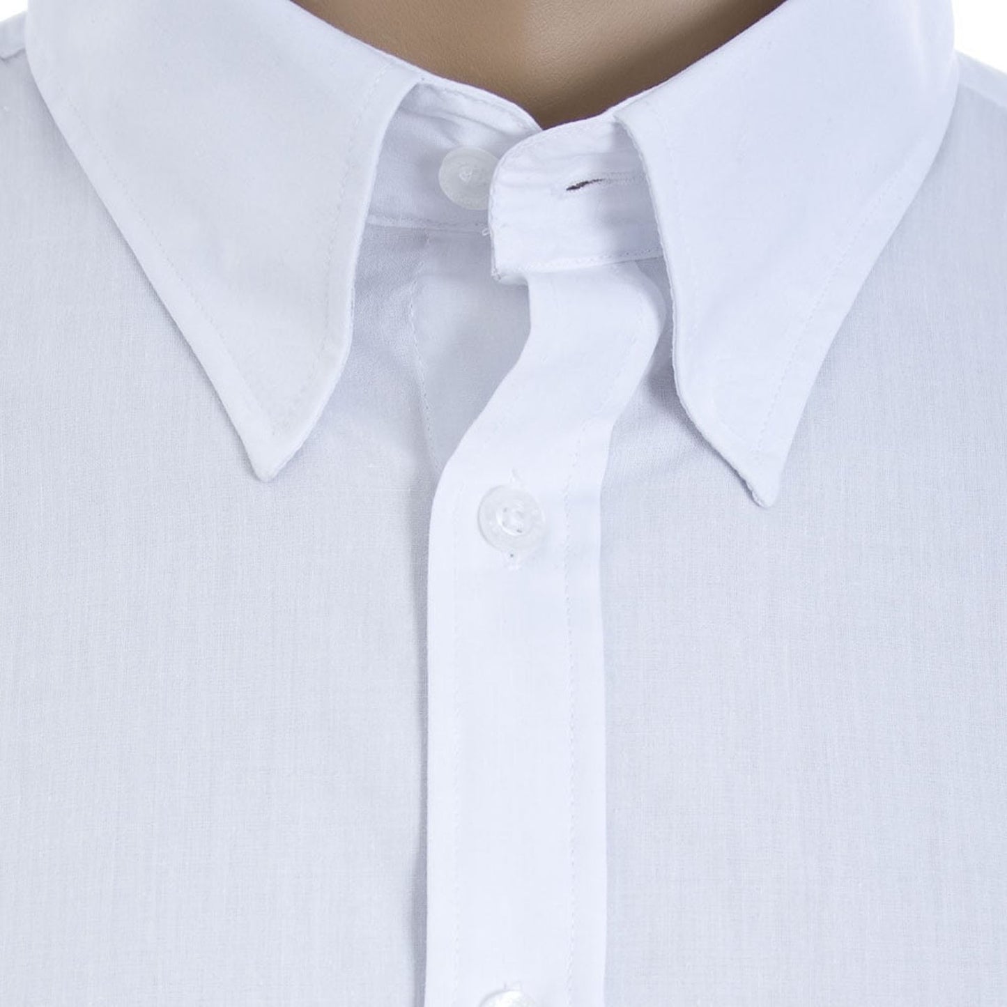 Espionage Plus Size Plain Collar Short Sleeve Shirt White