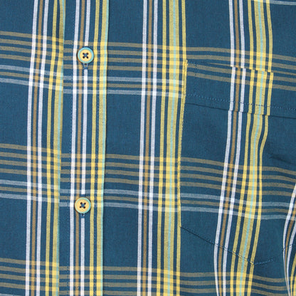 Kam Jeans Plus Size Check Short Sleeve Shirt Teal