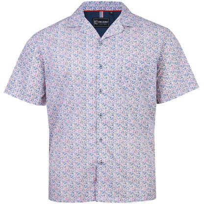 Kam Jeans Plus Size Hawaiian Collar Floral Short Sleeve Shirt Navy