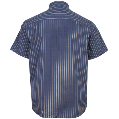 Kam Jeans Plus Size Stripe Short Sleeve Shirt Navy