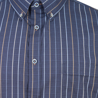 Kam Jeans Plus Size Stripe Short Sleeve Shirt Navy