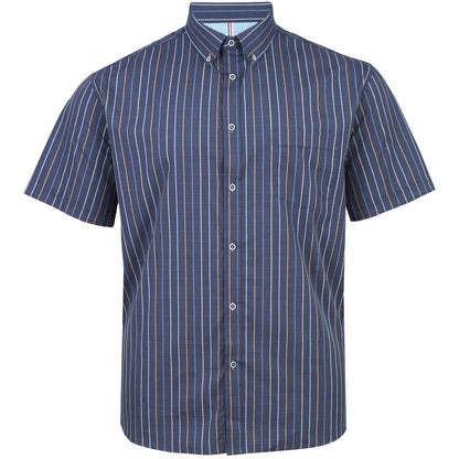 Kam Jeans Plus Size Stripe Short Sleeve Shirt Navy