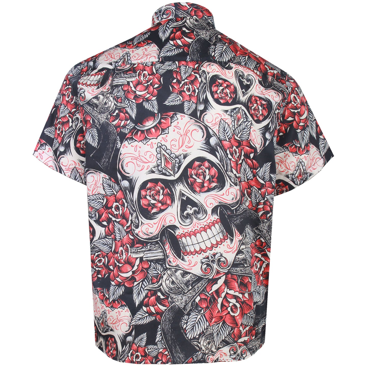 Kam Jeans Plus Size Skull & Roses Short Sleeve Shirt Black