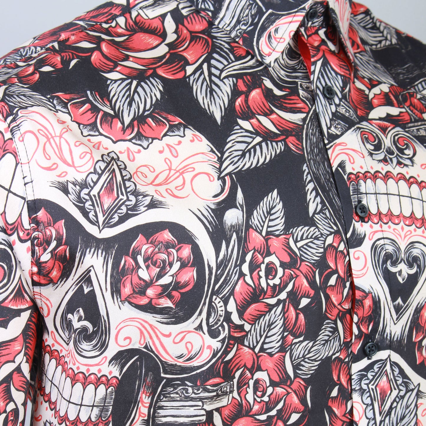 Kam Jeans Plus Size Skull & Roses Short Sleeve Shirt Black