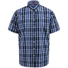 D555 Plus Size Walsall Check Short Sleeve Shirt Navy