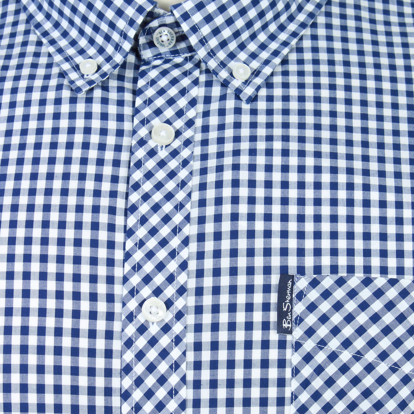 Ben Sherman Plus Size Signtaure Gingham Short Sleeve Shirt Dark Blue