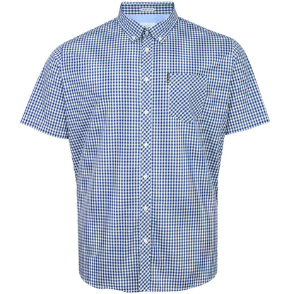 Ben Sherman Plus Size Signtaure Gingham Short Sleeve Shirt Dark Blue