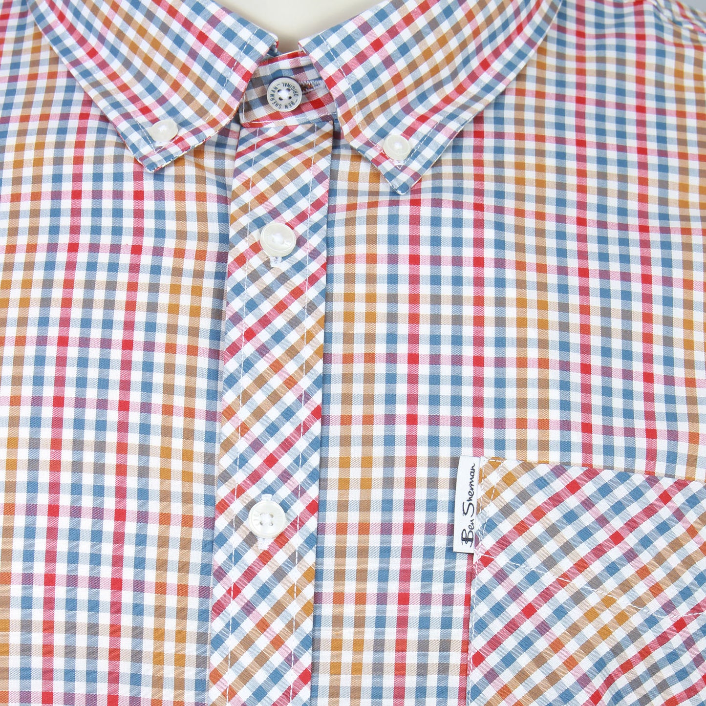 Ben Sherman Plus Size Mini Gingham Short Sleeve Shirt Snow White