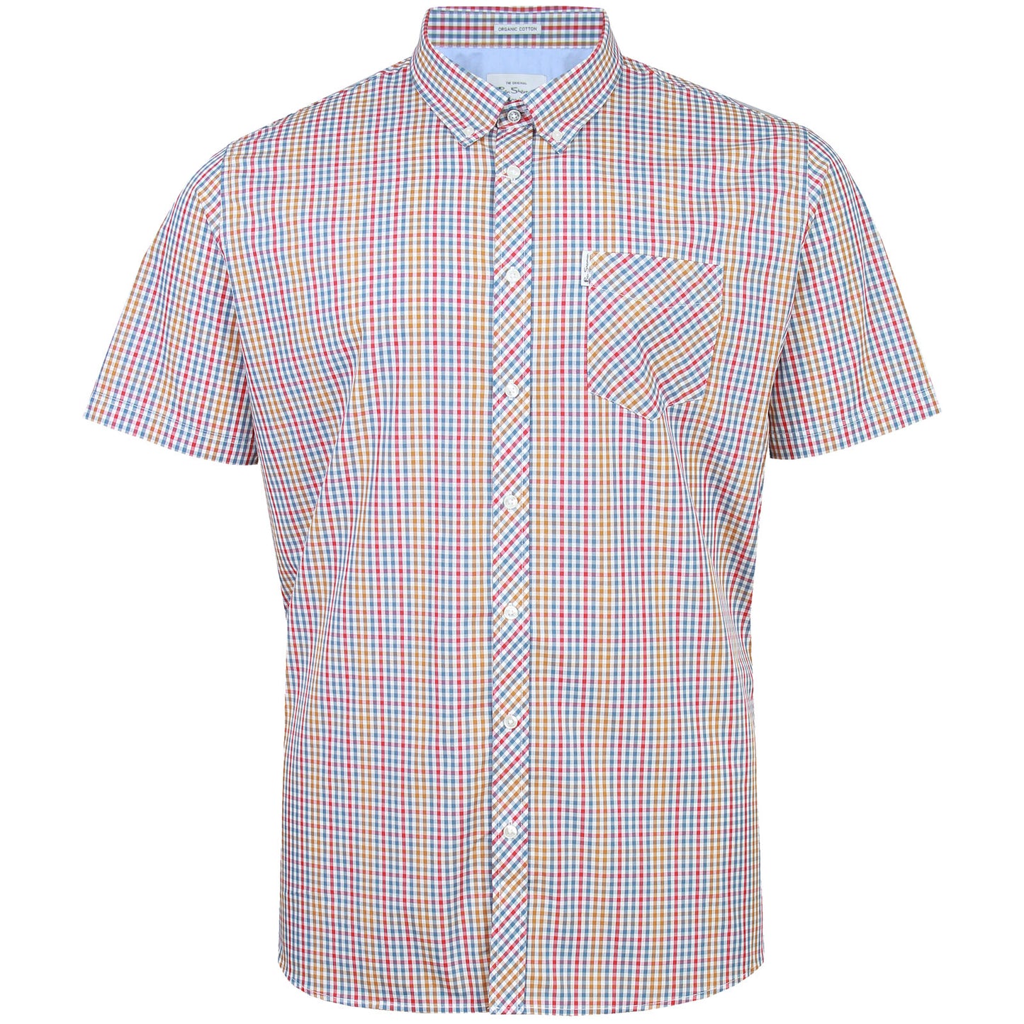 Ben Sherman Plus Size Mini Gingham Short Sleeve Shirt Snow White
