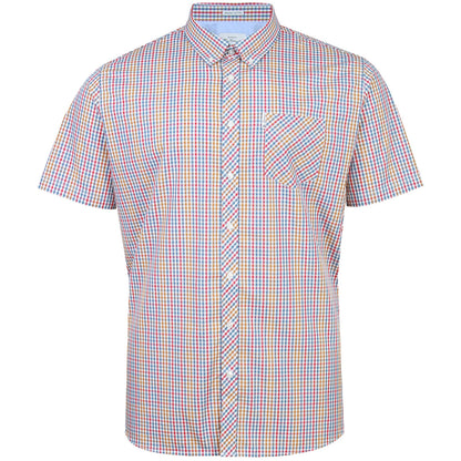 Ben Sherman Plus Size Mini Gingham Short Sleeve Shirt Snow White