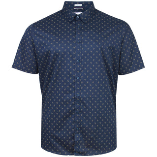 Ben Sherman Plus Size Stipple Print Short Sleeve Shirt Dark Navy