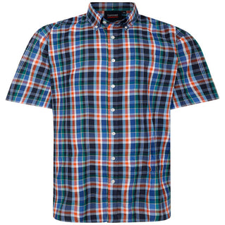 Espionage Plus Size Oxford Weave Check Short Sleeve Shirt Multi
