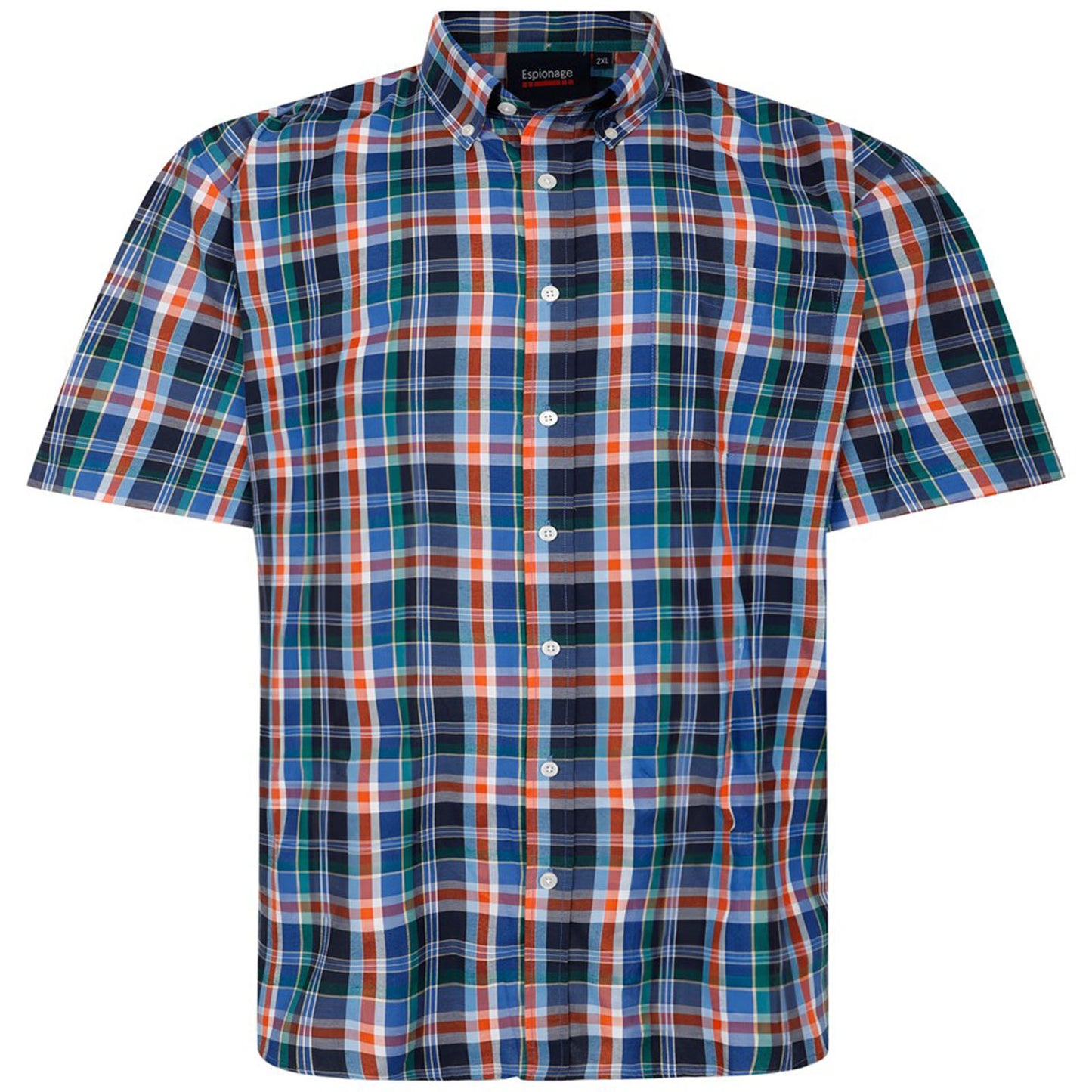 Espionage Plus Size Oxford Weave Check Short Sleeve Shirt Multi