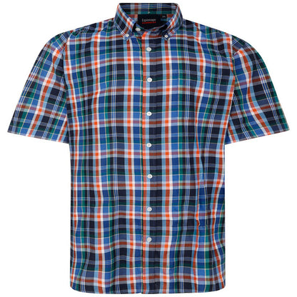 Espionage Plus Size Oxford Weave Check Short Sleeve Shirt Multi