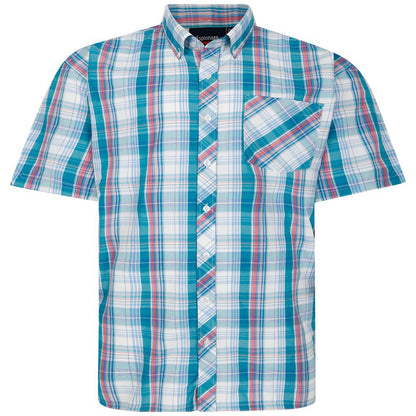 Espionage Plus Size Multi Check Short Sleeve Shirt Green/Pink