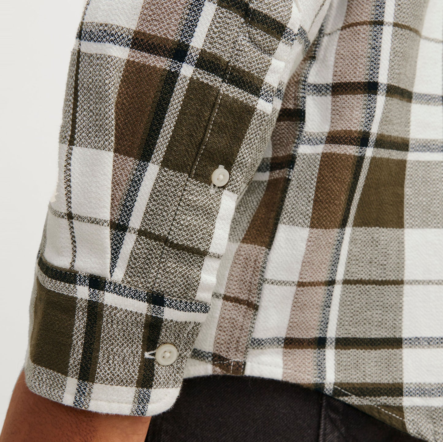 Jack & Jones Plus Size Blu Brook Check Structure L/S Shirt Olive Night