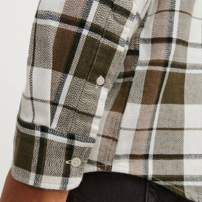 Jack & Jones Plus Size Blu Brook Check Structure L/S Shirt Olive Night