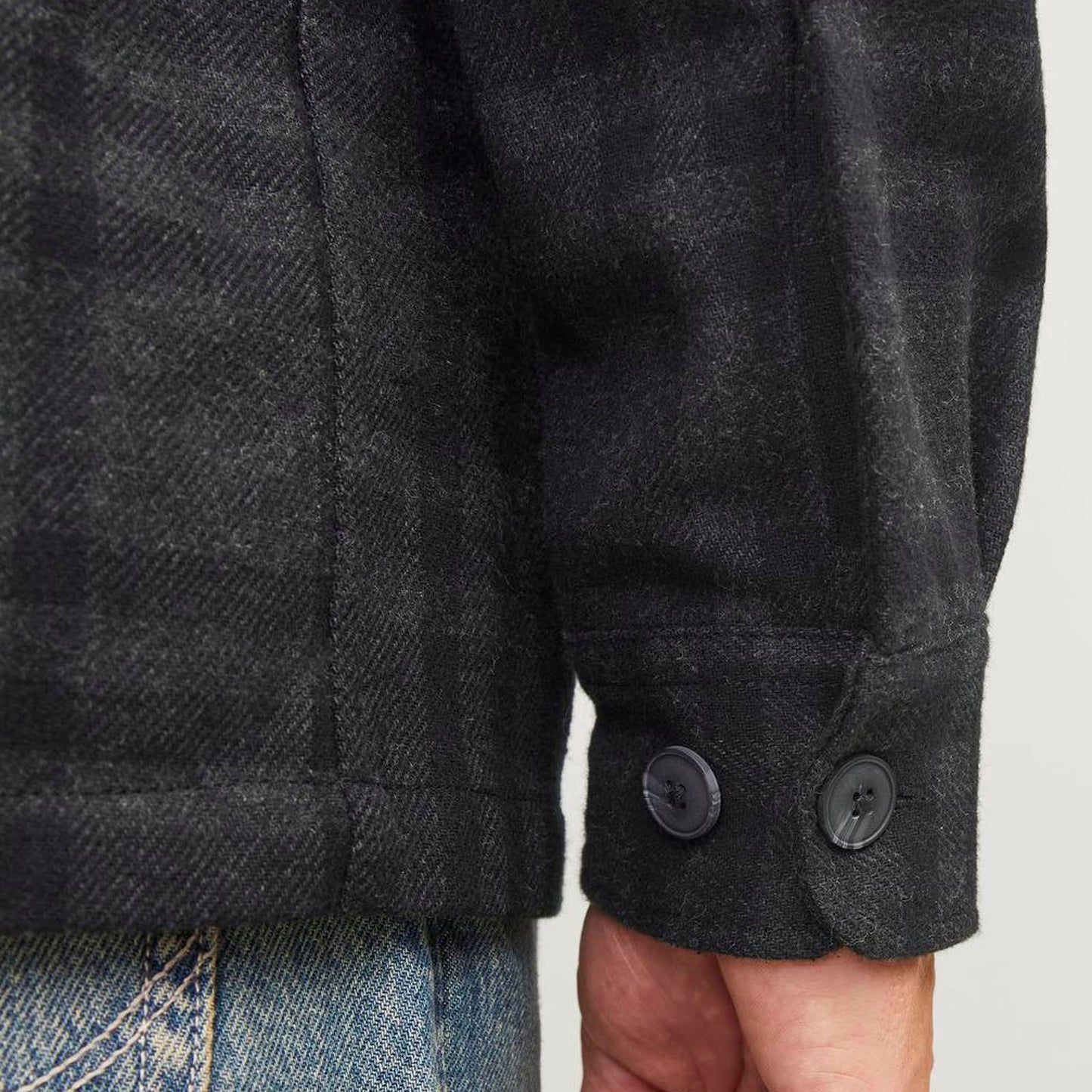 Jack & Jones Plus Size Raymond Melange Check Overshirt Black Beauty