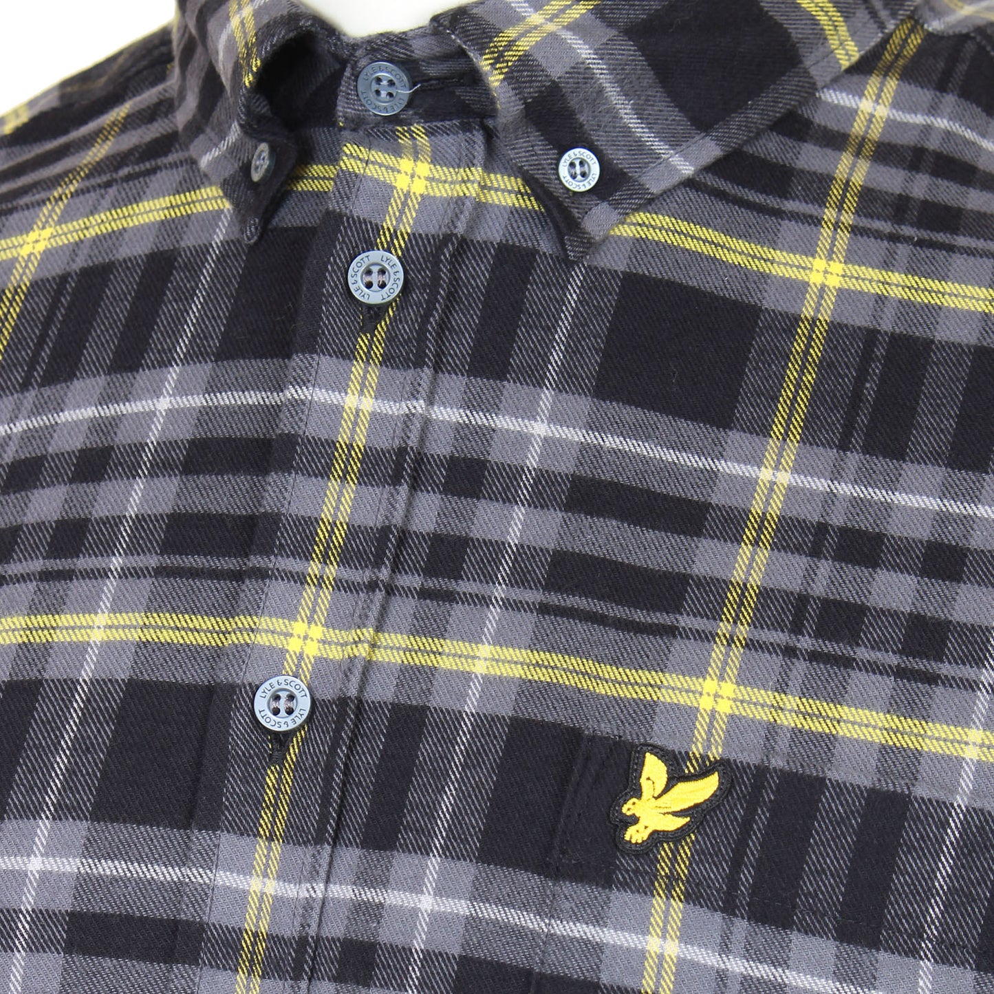Lyle & Scott Plus Size Check Flannel Long Sleeve Shirt Jet Black