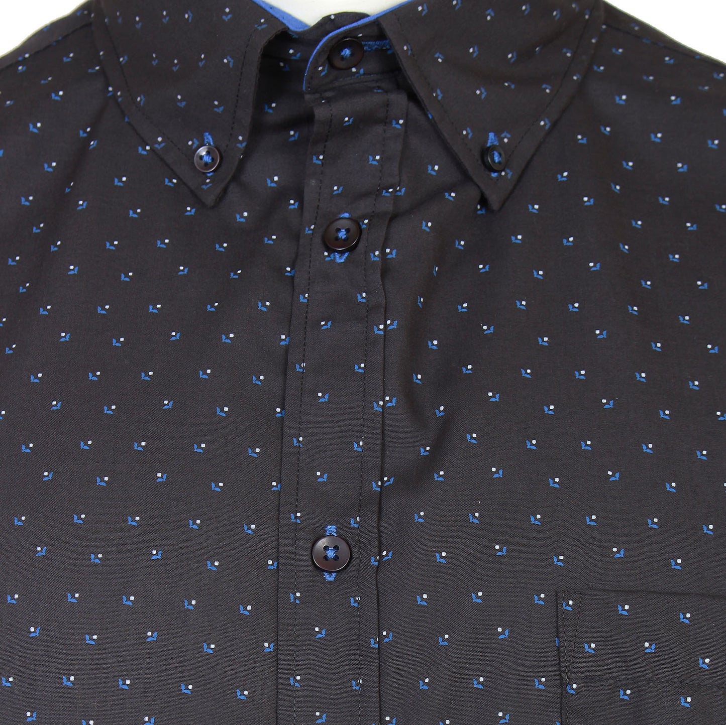 Kam Jeans Plus Size All Over Dobby Print S/S Shirt Black/Blue